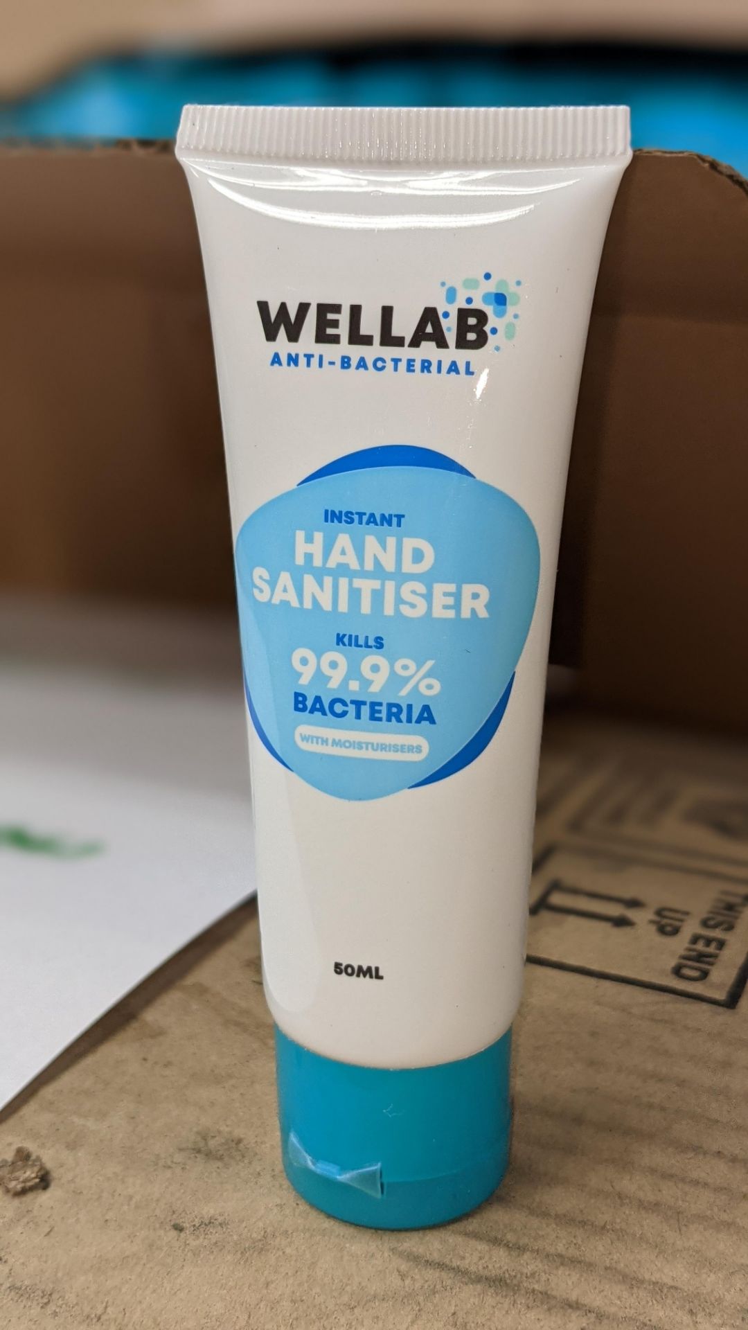 9,600 tubes of Wellab anti-bacterial alcohol based hand sanitiser. Each tube holds 50ml. 75% ethan - Image 2 of 8