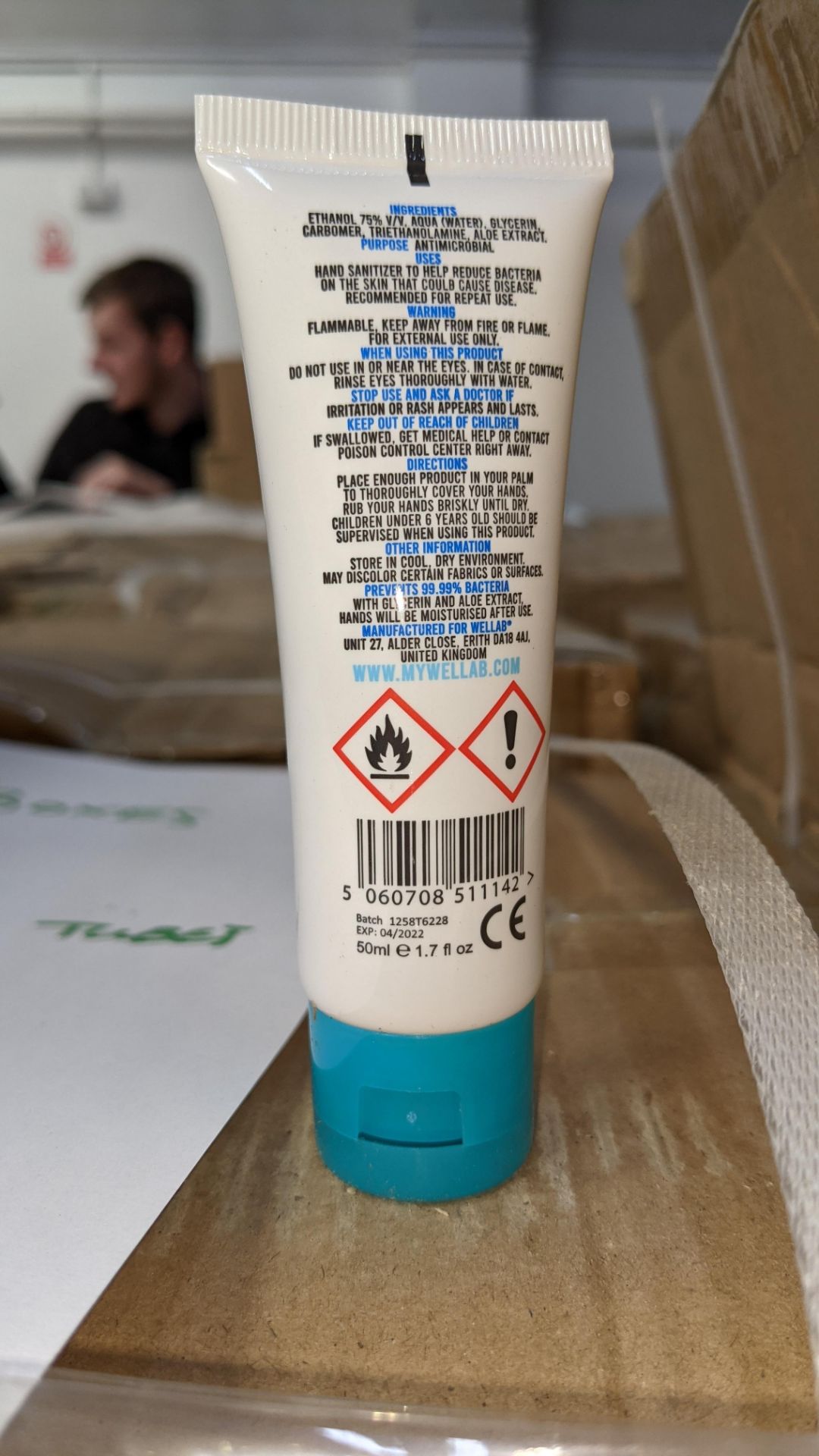 8,100 tubes of Wellab anti-bacterial alcohol based hand sanitiser. Each tube holds 50ml. 75% ethan - Image 4 of 9