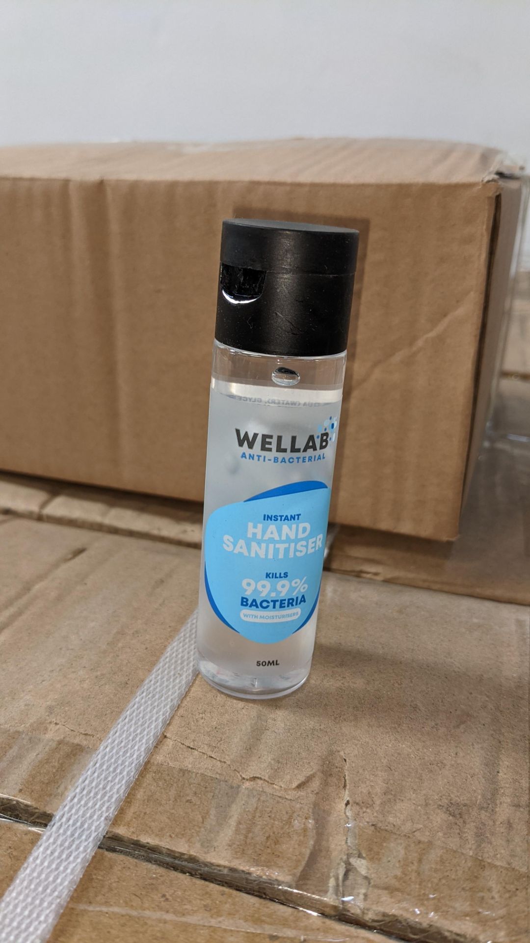 9,216 bottles of Wellab anti-bacterial alcohol based hand sanitiser. Each bottle holds 50ml. 75% e - Image 5 of 8