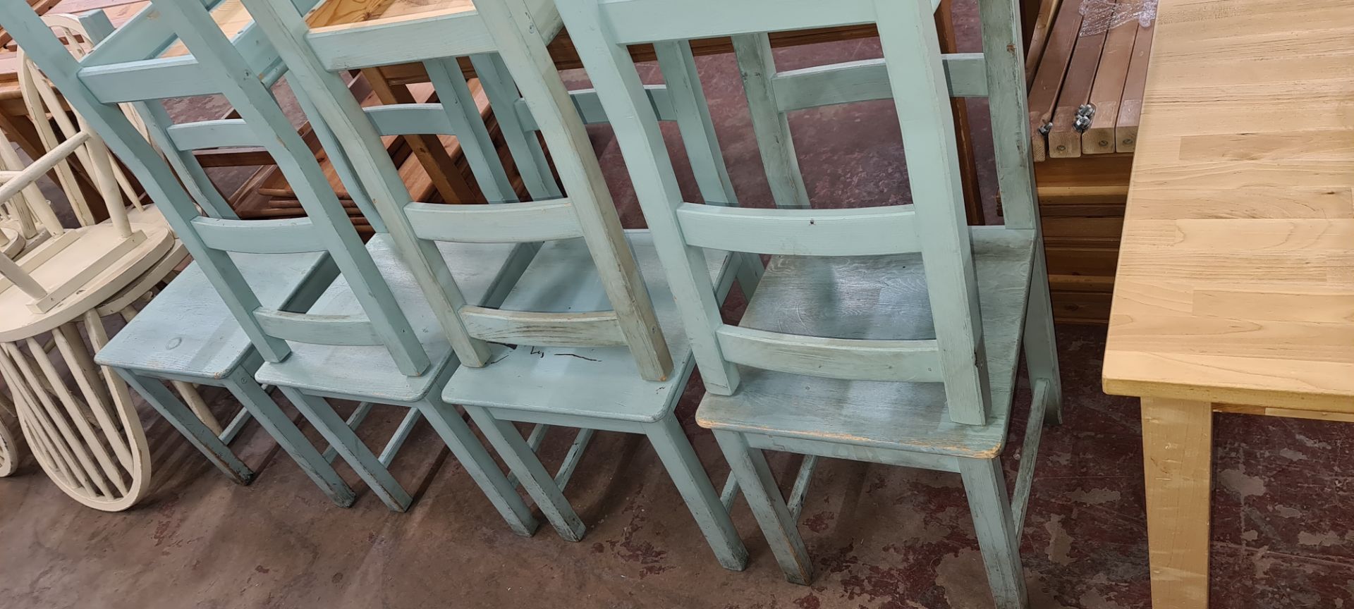 7 off blue painted dining chairs - Image 2 of 4