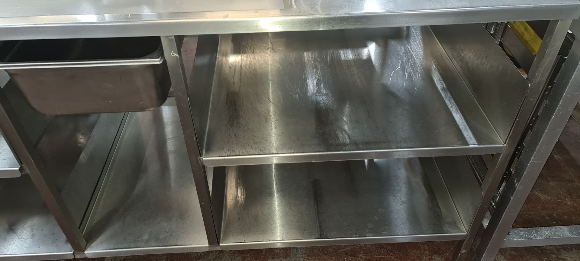 Large stainless steel multi-tier table with draining section - Image 6 of 7