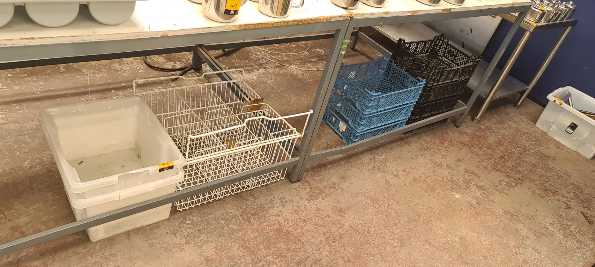 4 stacks of assorted plastic trays & baskets