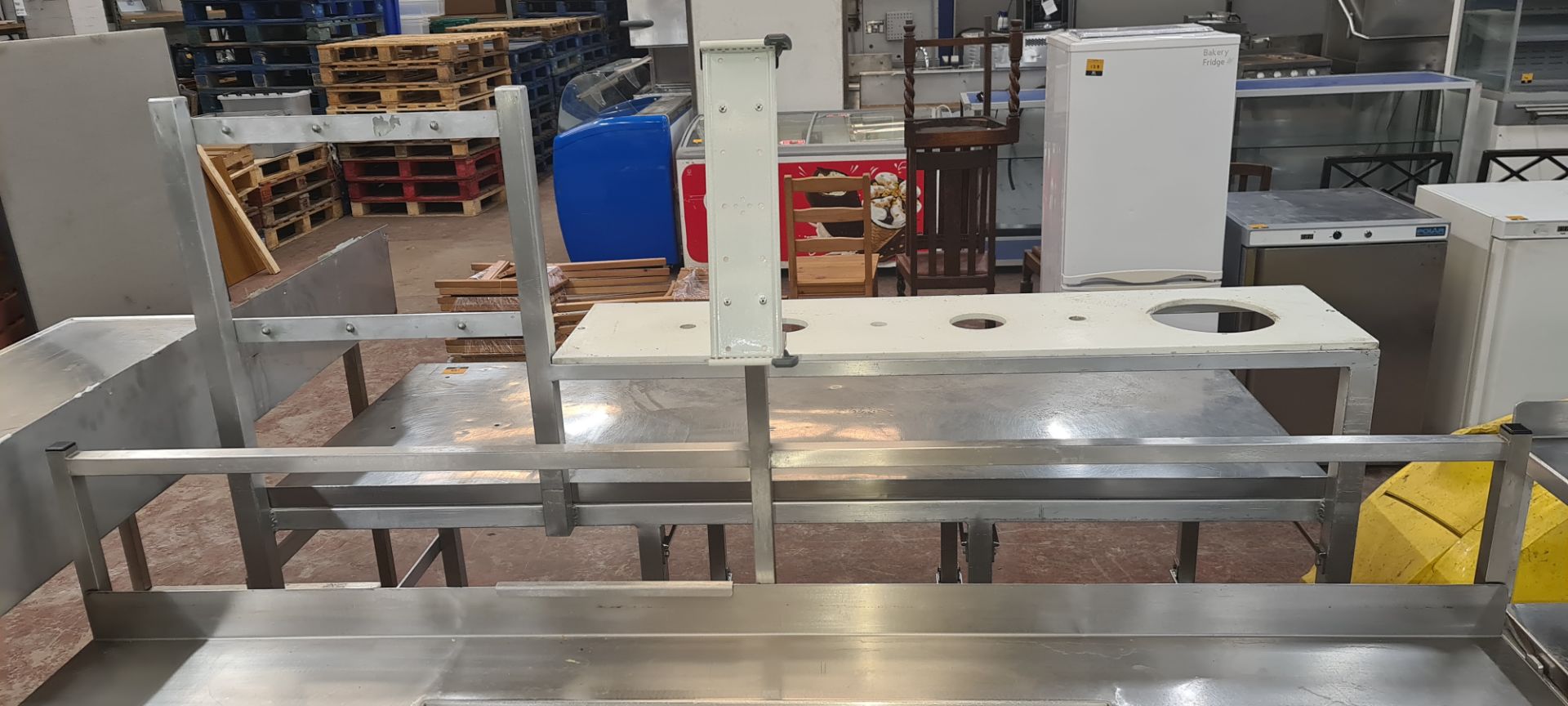 Large stainless steel multi-tier table with draining section - Image 3 of 7