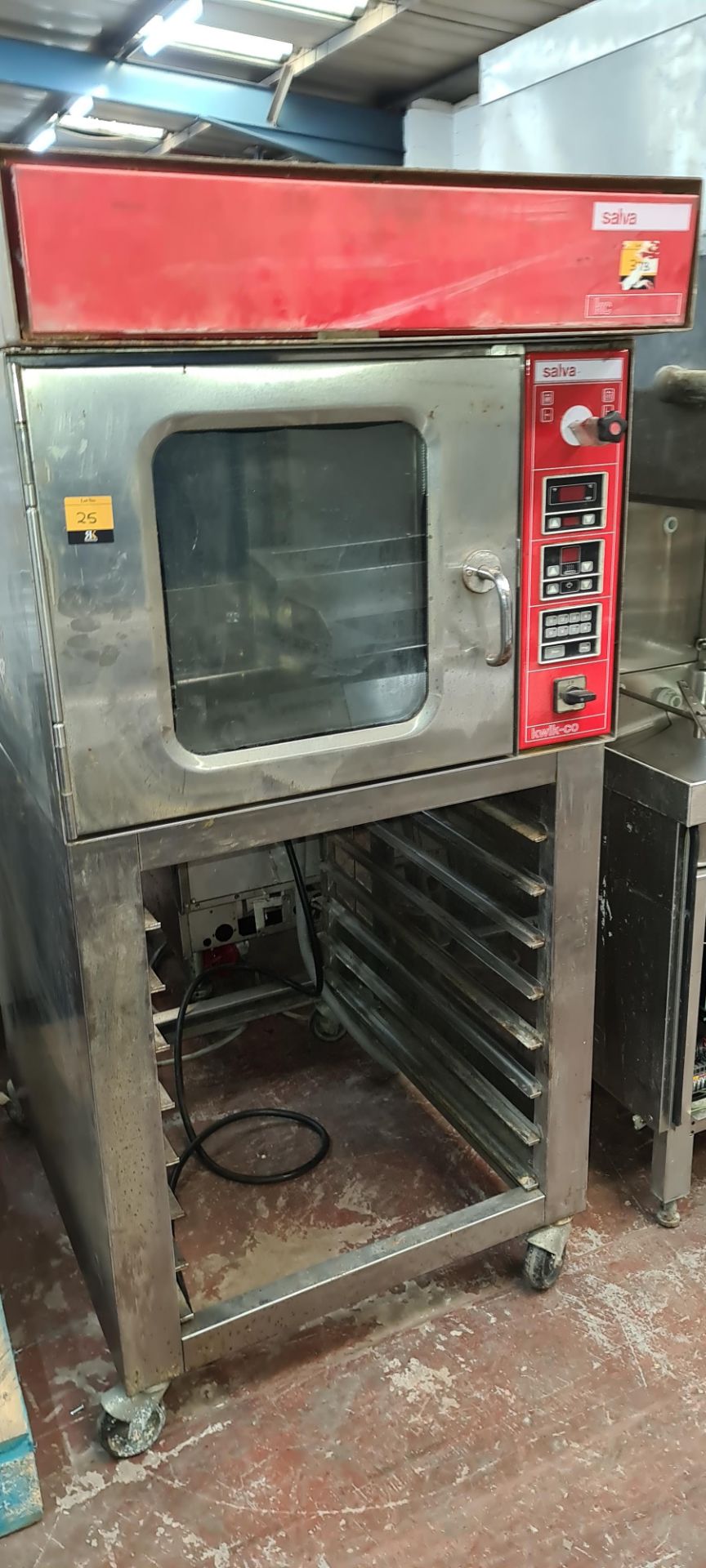 Salva KC Qwik-Co multifunction oven on mobile stand incorporating tray racks, type K-5, model 90