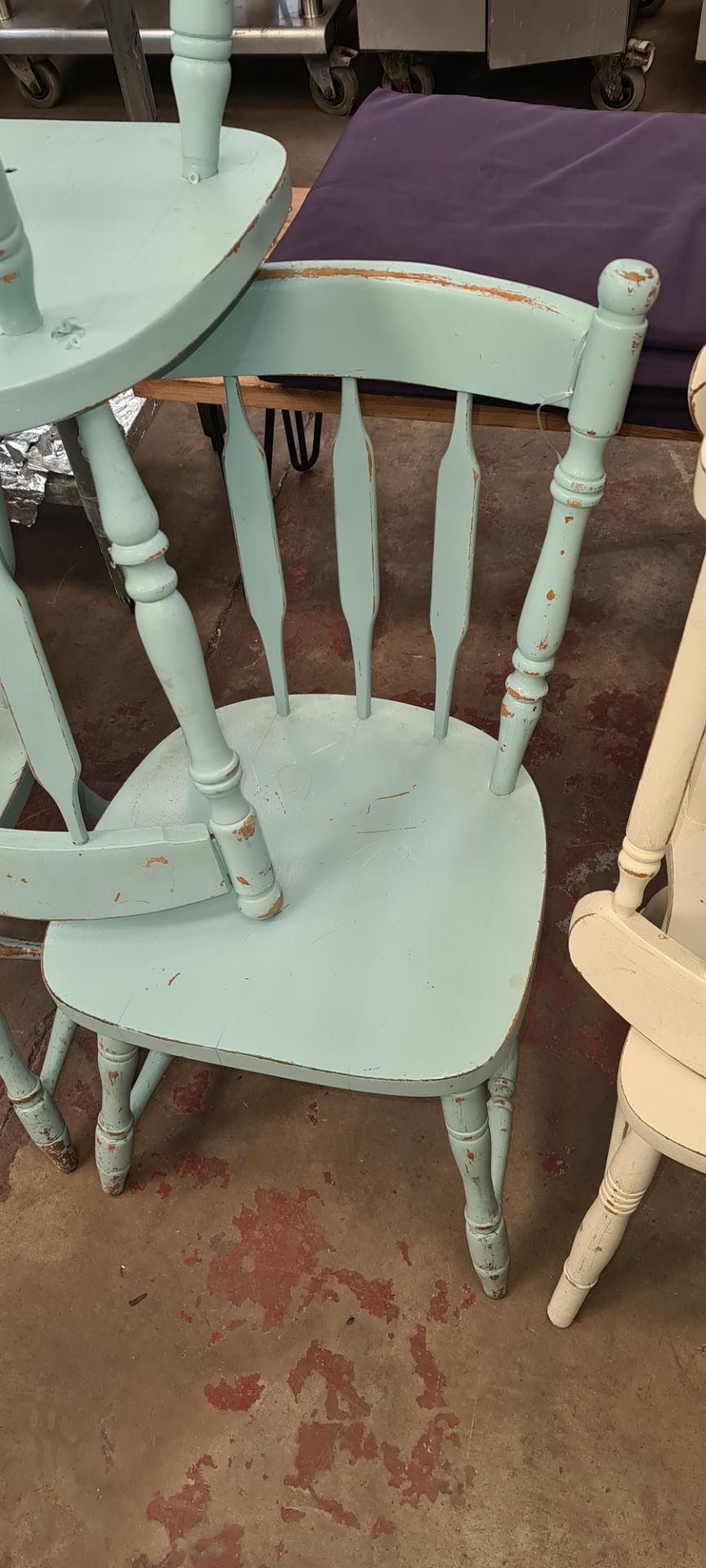 5 off pale blue painted dining chairs - Image 3 of 5