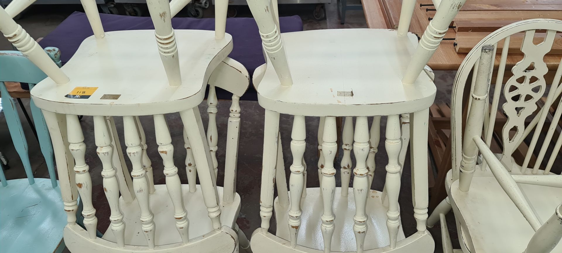 4 off cream painted dining chairs - Image 4 of 4