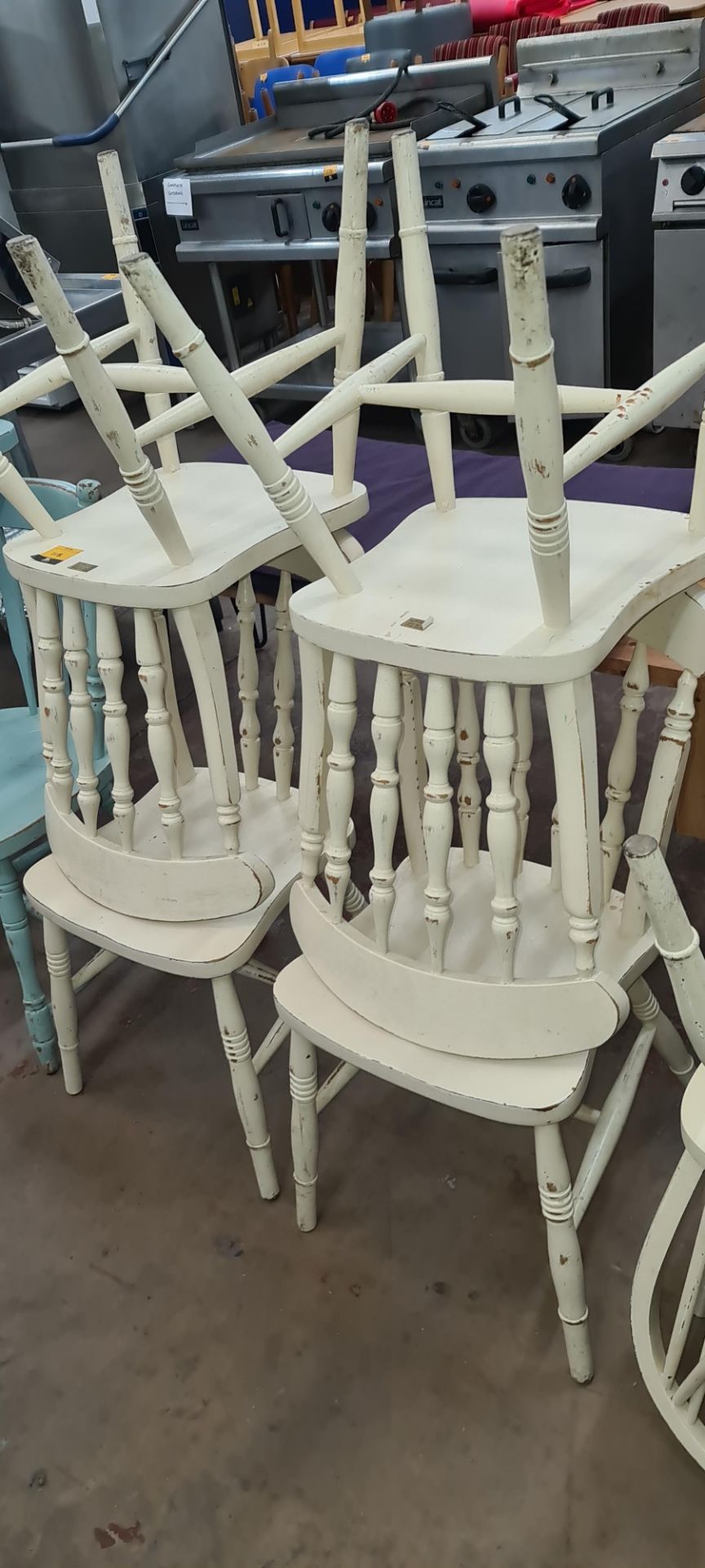 4 off cream painted dining chairs - Image 2 of 4