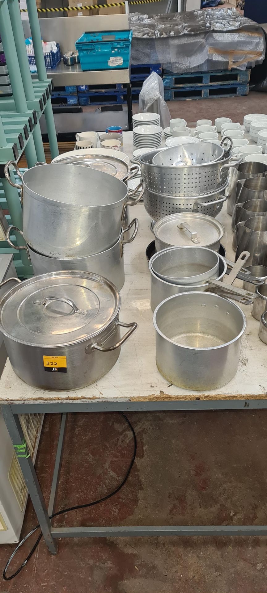 Double row of stock & other pans