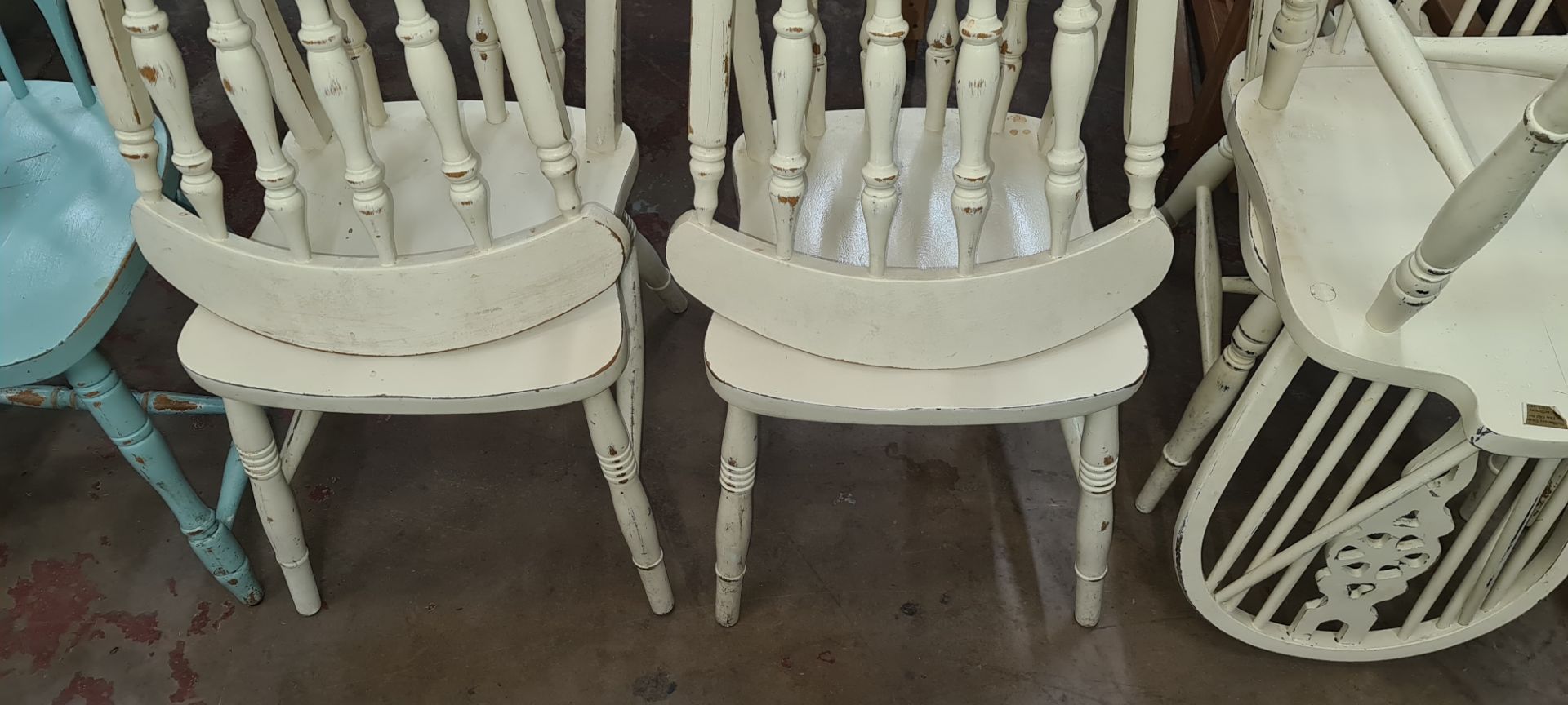 4 off cream painted dining chairs - Image 3 of 4