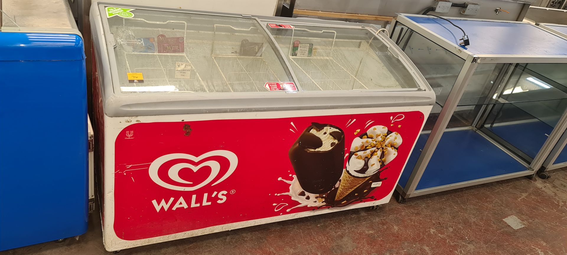 Wall's branded twin clear sliding top mobile ice cream freezer, Rio 5150 LED