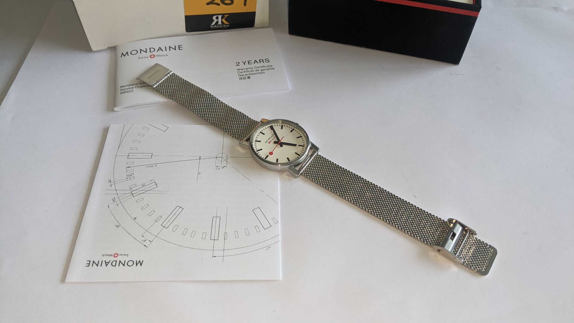 Mondaine watch on metal strap. Official Swiss Railways watch. No price tag. Stainless steel case, wa - Image 3 of 17