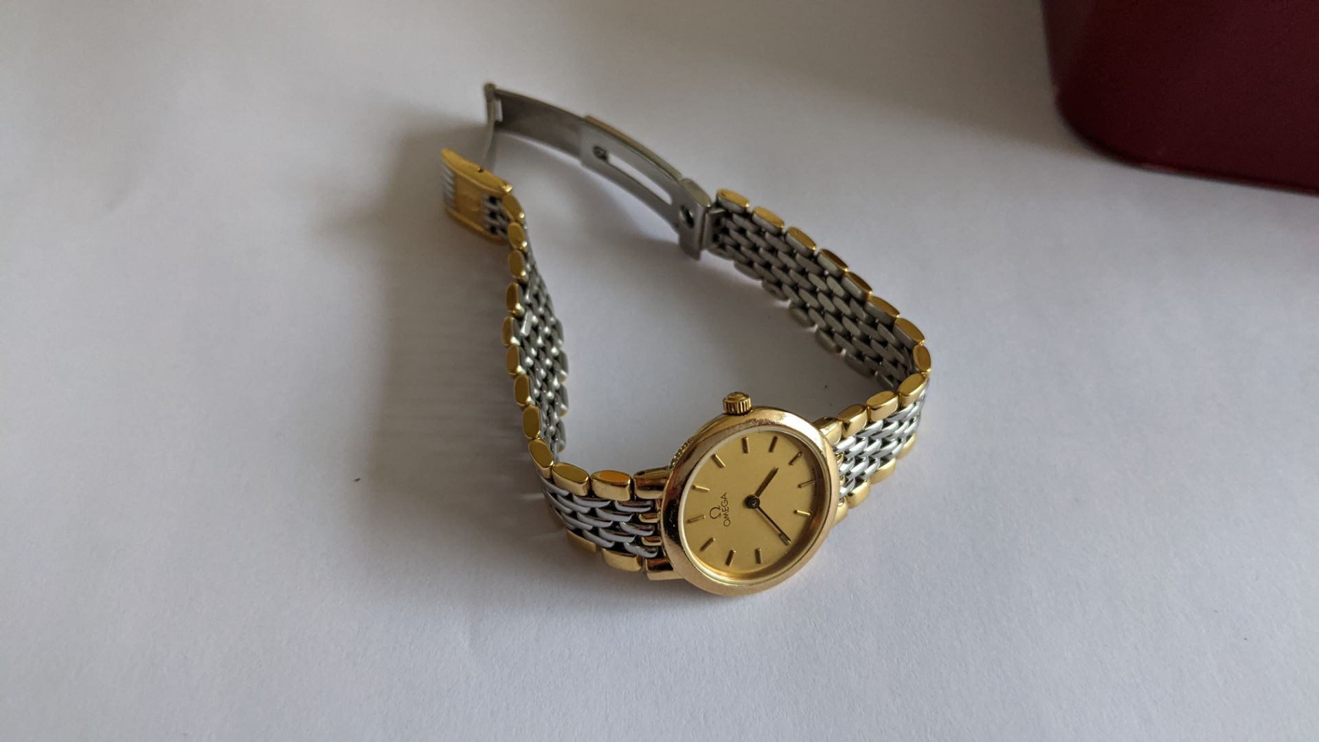 Omega De Ville lady's wristwatch in 2-tone finish including Omega red box & white cardboard outer bu - Image 16 of 17