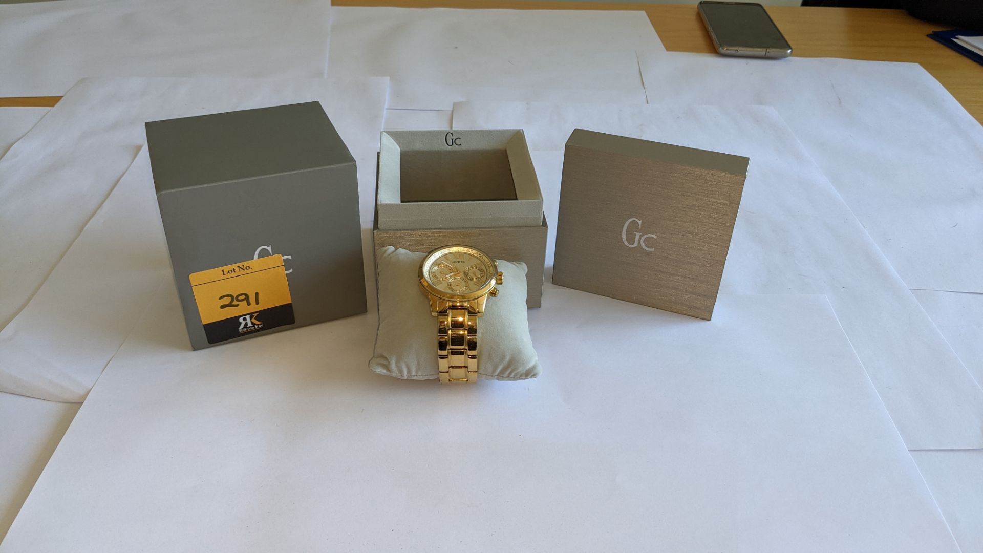 Guess stainless steel gold coloured watch with Japanese movement, product code W0330L1, water resist - Image 3 of 19