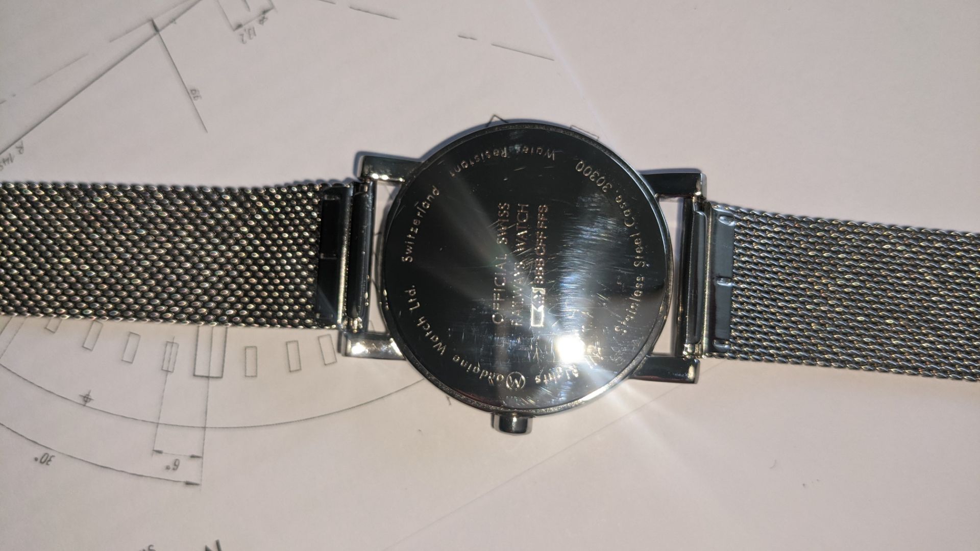 Mondaine watch on metal strap. Official Swiss Railways watch. No price tag. Stainless steel case, wa - Image 14 of 17