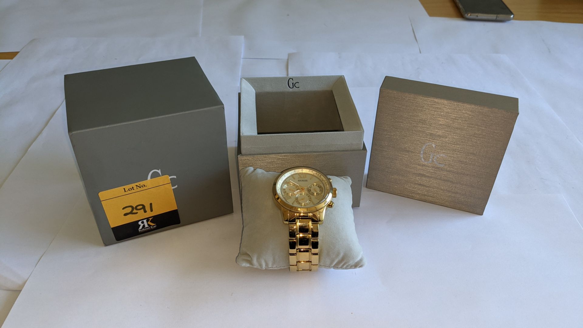 Guess stainless steel gold coloured watch with Japanese movement, product code W0330L1, water resist - Image 2 of 19