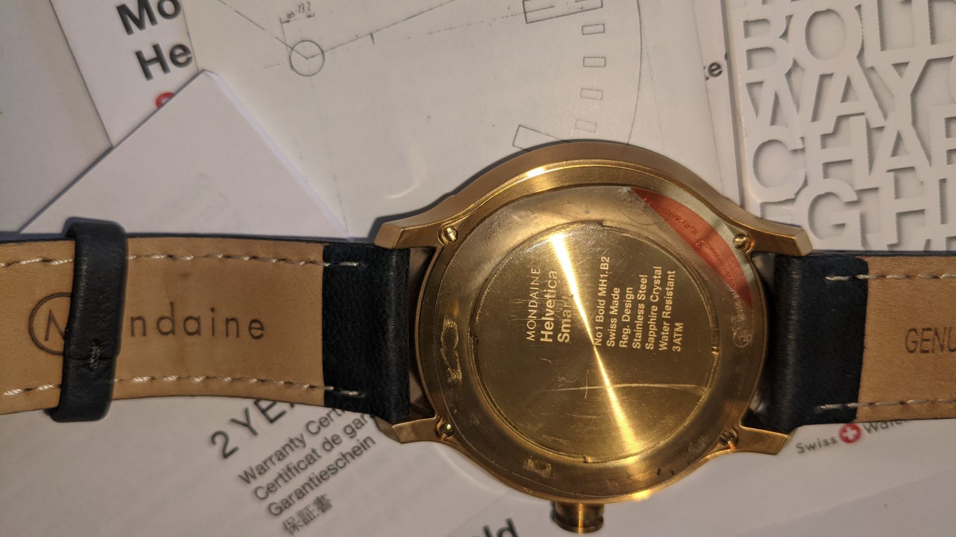 Mondaine Helvetica Smart Swiss made watch. Product code MH1.B2S20.LB. RRP £700. In steel & yellow g - Image 15 of 21