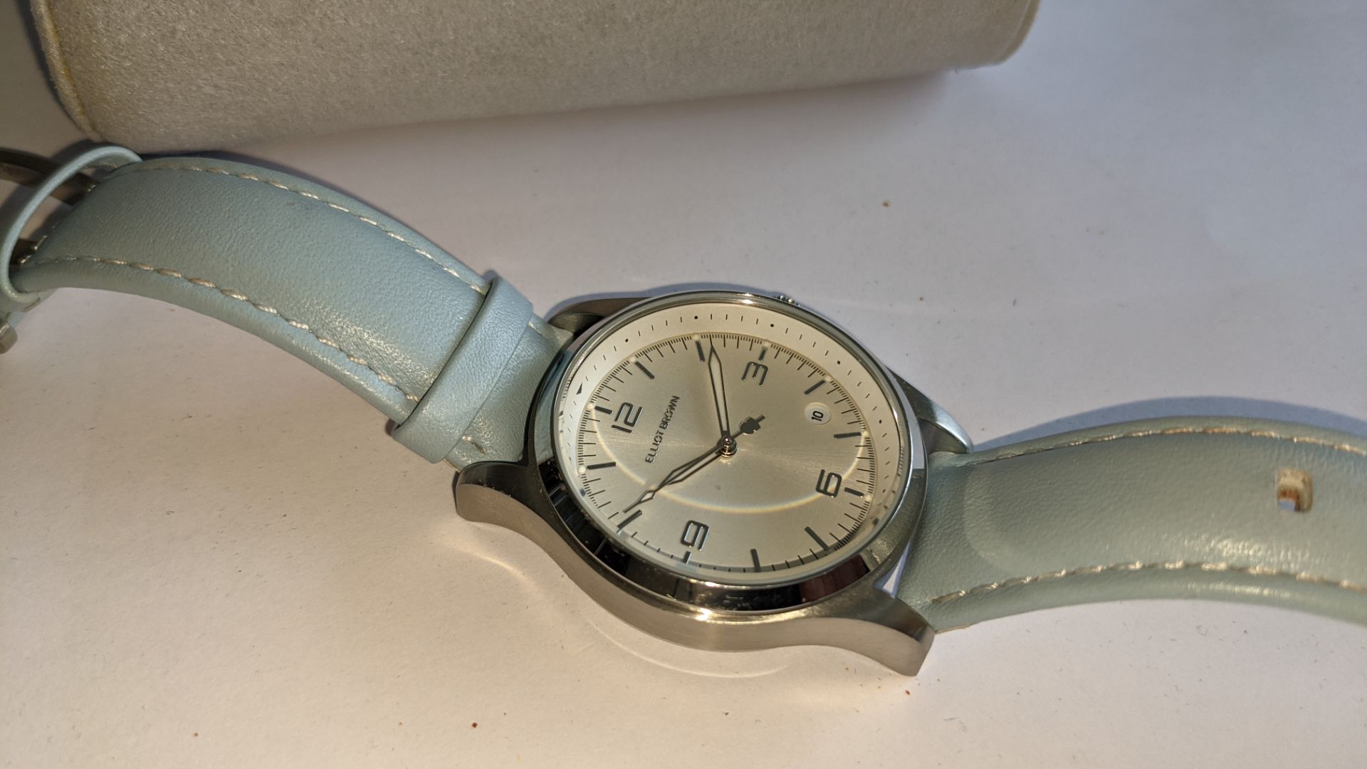 Elliot Brown The Kimmeridge watch, product code 405-002-L55. Ice blue leather strap. Stainless stee - Image 10 of 18