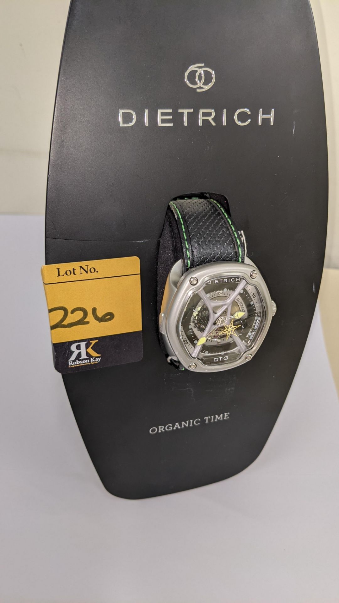 Dietrich Organic Time Watch model OT-3. RRP £1,150. Includes Dietrich branded display stand and bran