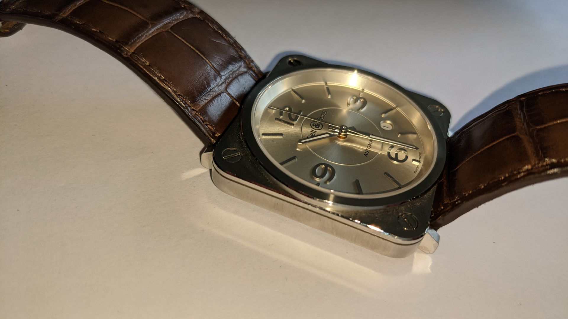 Bell & Ross watch engraved "BRS-92-S-01273" on the rear. Stainless steel, automatic movement, leathe - Image 12 of 24