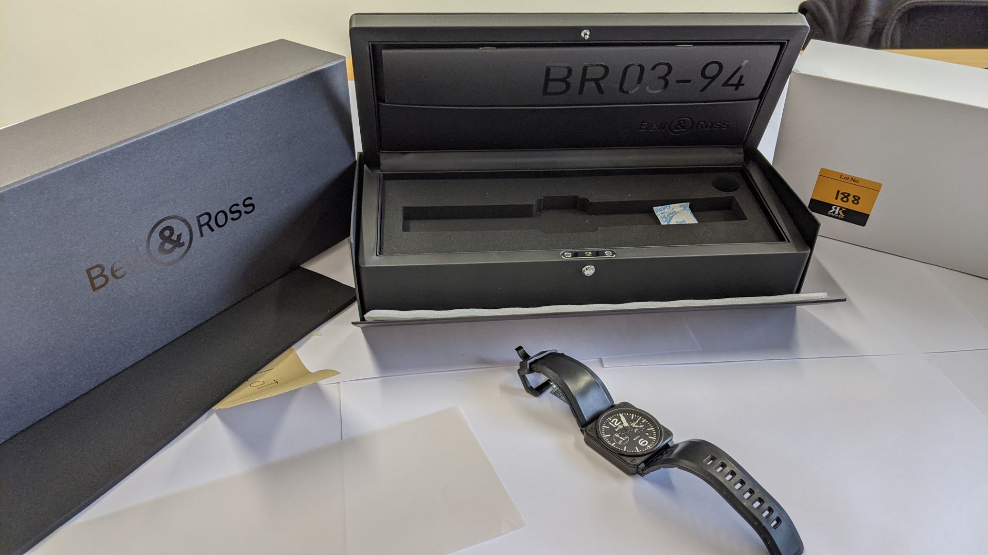 Bell & Ross watch engraved "BR03-94-S-05254" on the rear. Stainless steel, automatic movement, rubbe - Image 21 of 22