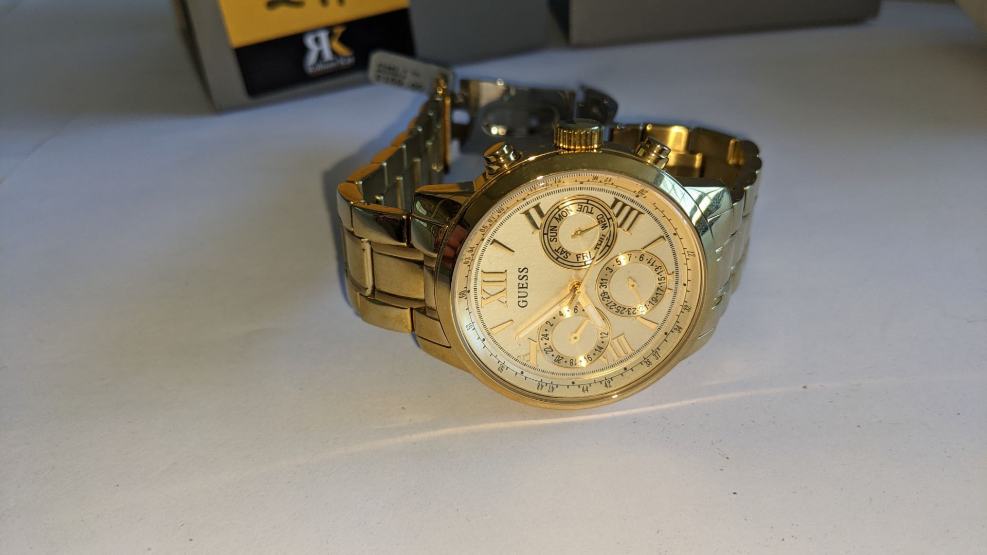 Guess stainless steel gold coloured watch with Japanese movement, product code W0330L1, water resist - Image 11 of 19