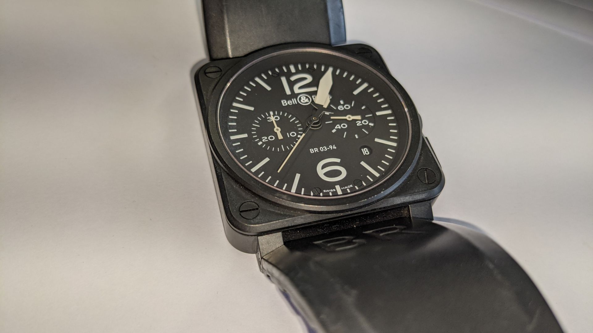 Bell & Ross watch engraved "BR03-94-S-05254" on the rear. Stainless steel, automatic movement, rubbe - Image 9 of 22