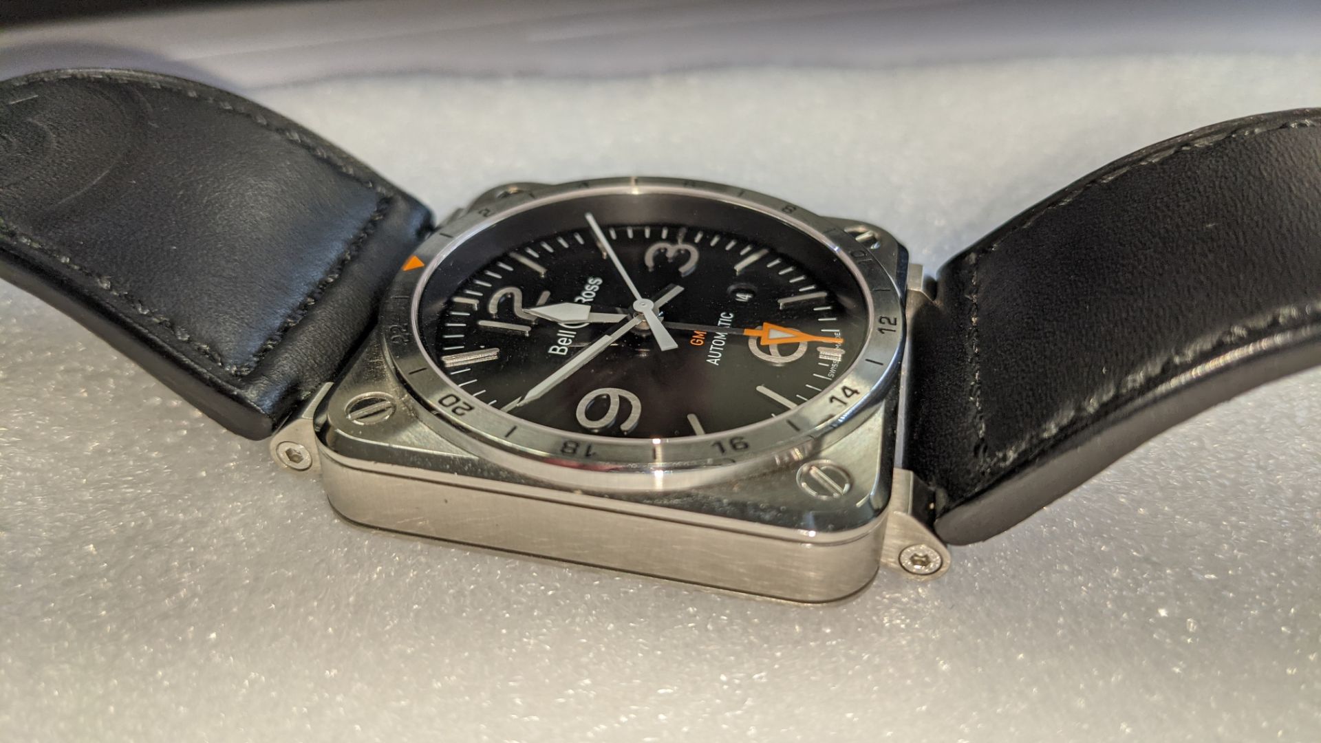 Bell & Ross watch engraved "BR03-93-S-00851" on the rear. Stainless steel on leather strap, automati - Image 7 of 20
