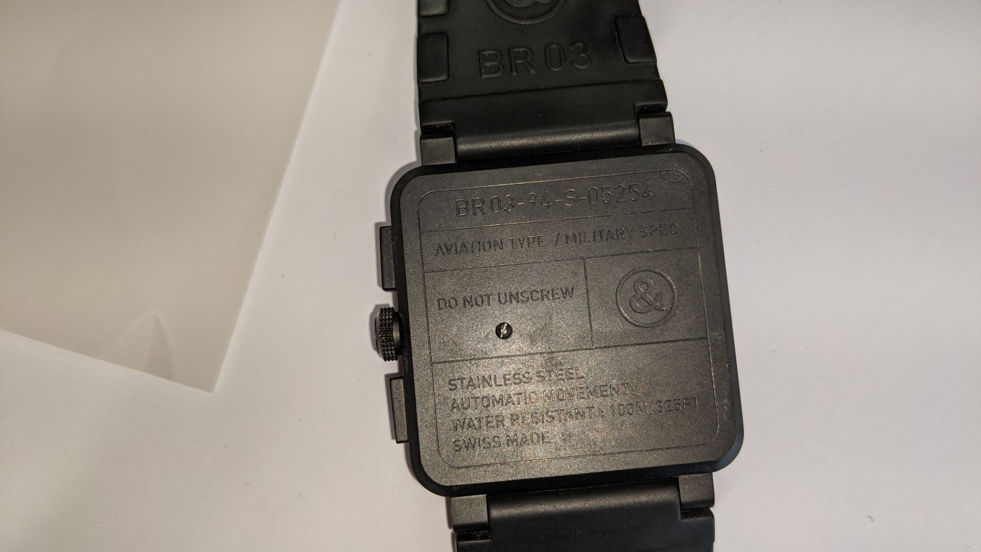 Bell & Ross watch engraved "BR03-94-S-05254" on the rear. Stainless steel, automatic movement, rubbe - Image 15 of 22