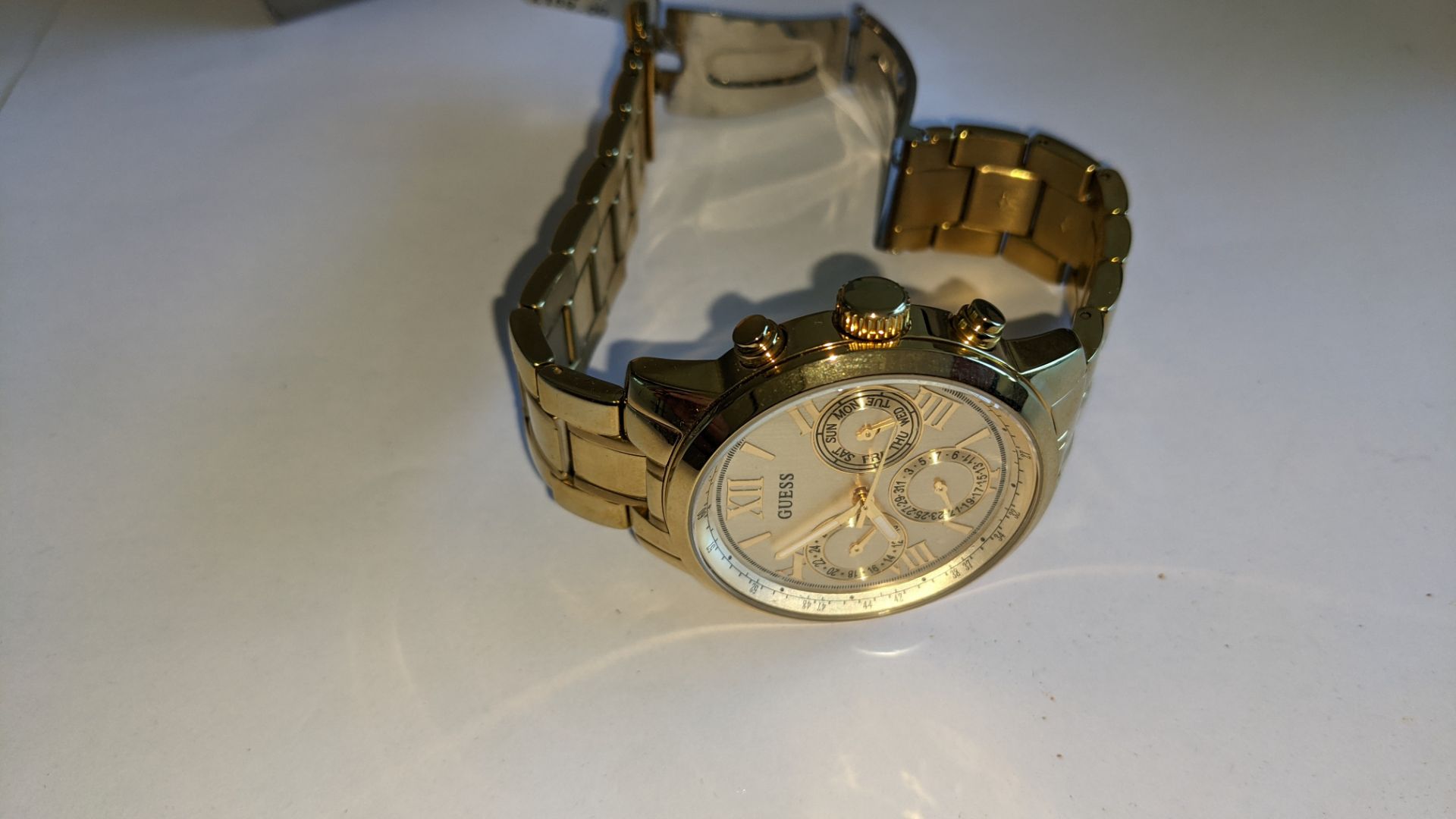 Guess stainless steel gold coloured watch with Japanese movement, product code W0330L1, water resist - Image 10 of 19