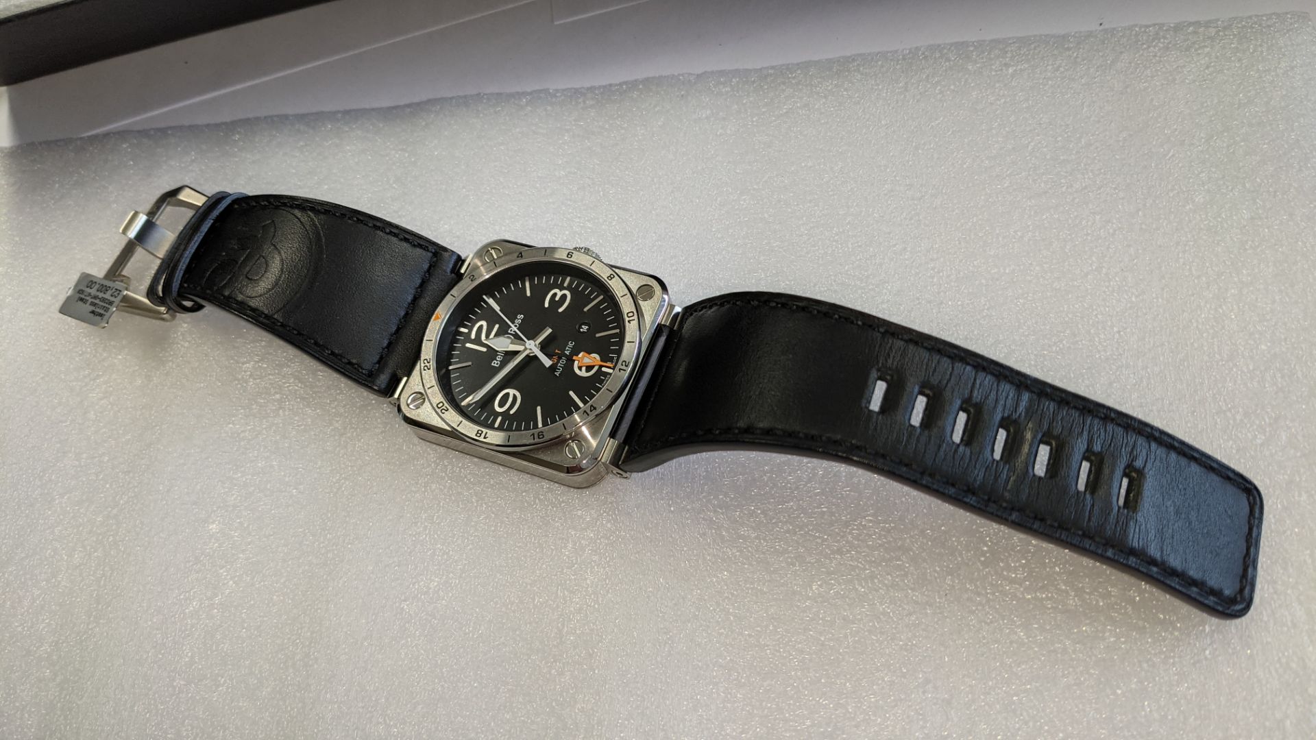 Bell & Ross watch engraved "BR03-93-S-00851" on the rear. Stainless steel on leather strap, automati - Image 5 of 20
