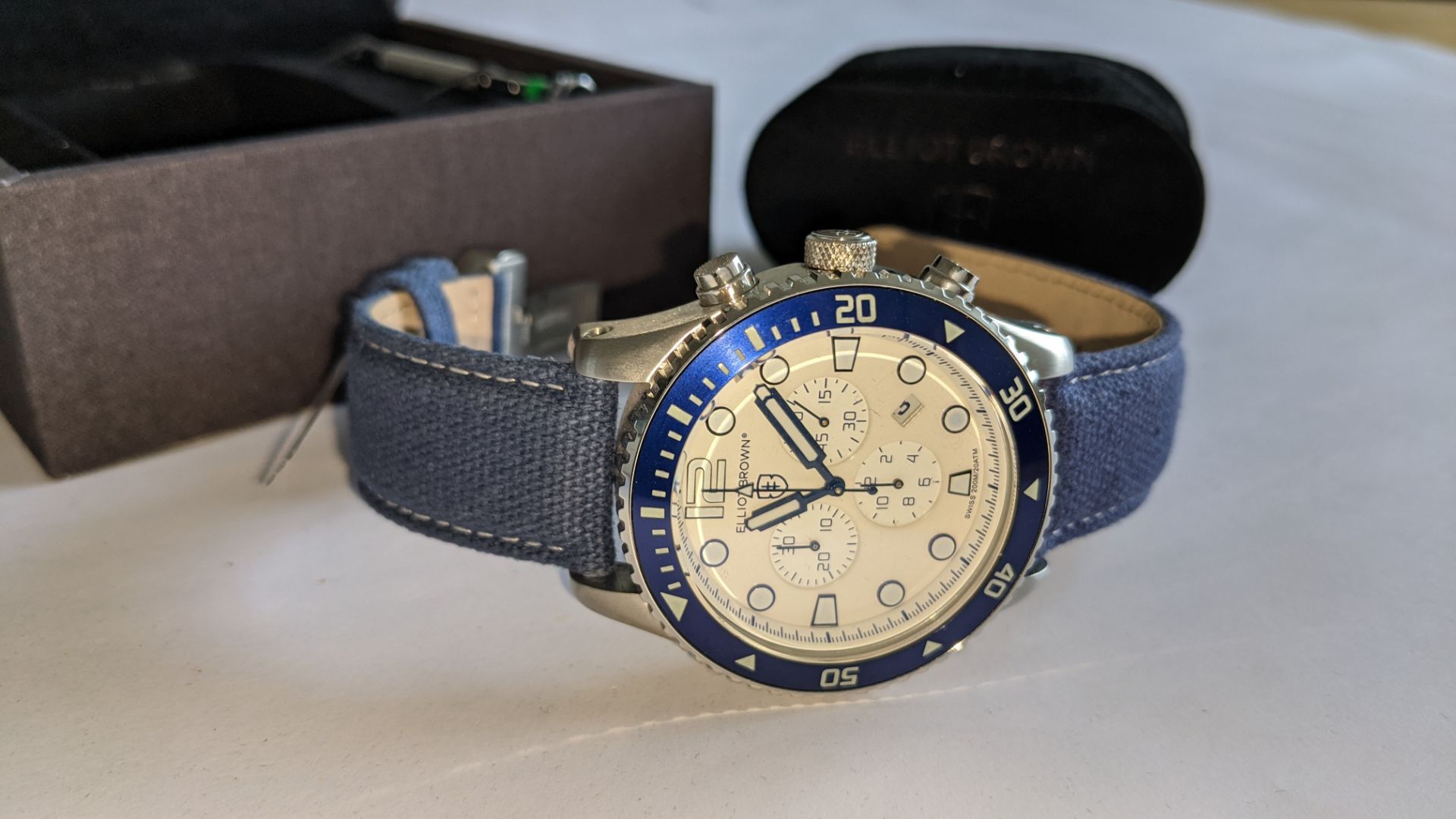Elliot Brown The Bloxworth watch on a blue fabric strap, product code 929-008. Stainless steel, 200M - Image 12 of 19