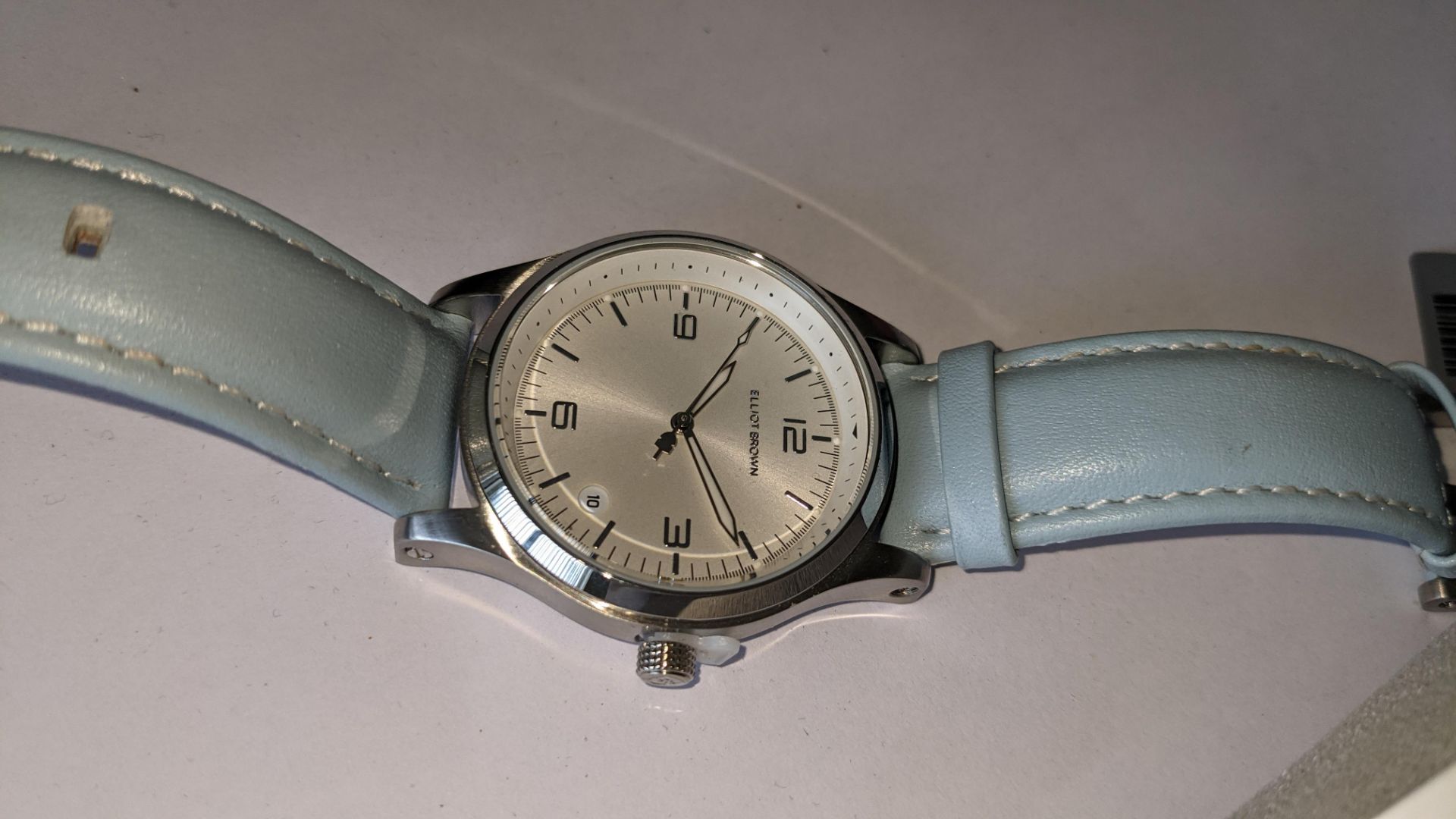 Elliot Brown The Kimmeridge watch, product code 405-002-L55. Ice blue leather strap. Stainless stee - Image 12 of 18