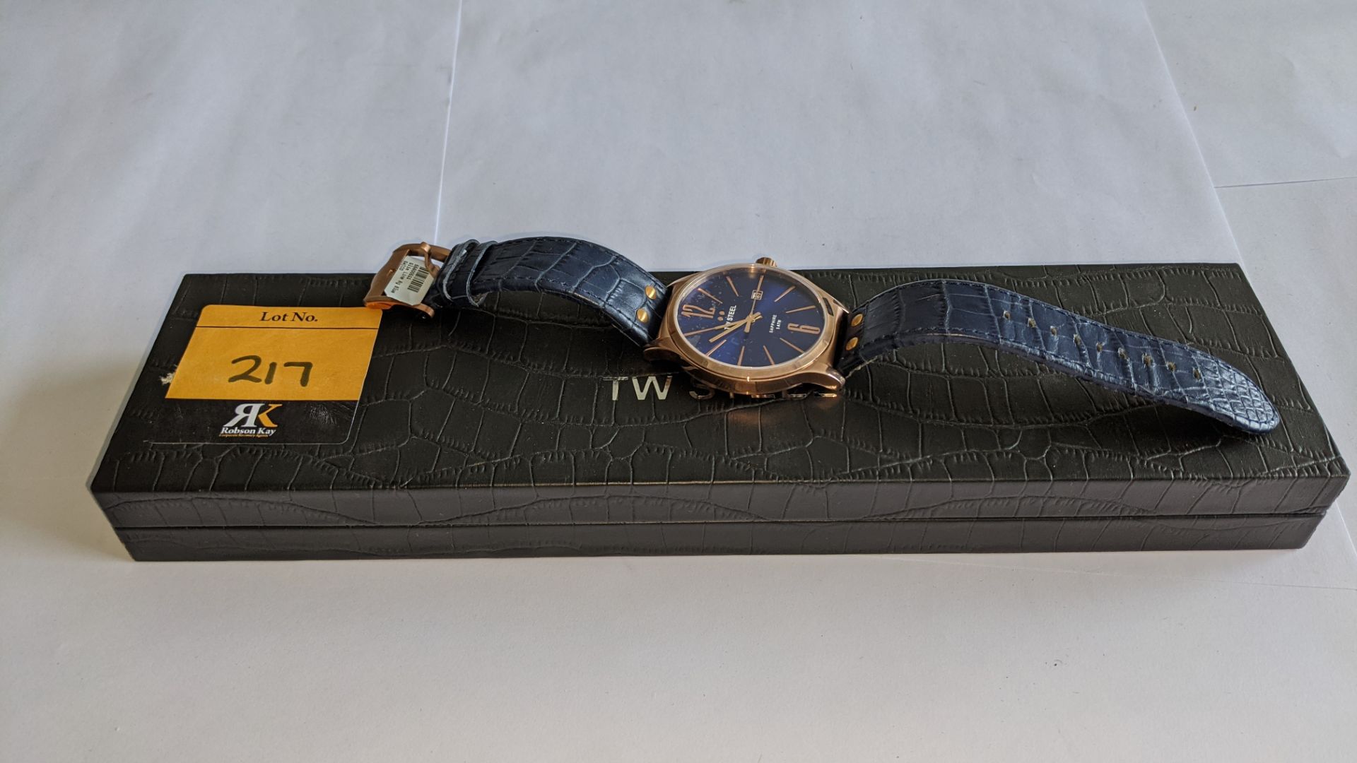 TW Steel watch in stainless steel with gold finish, sapphire crystal, leather strap etc. Water resis