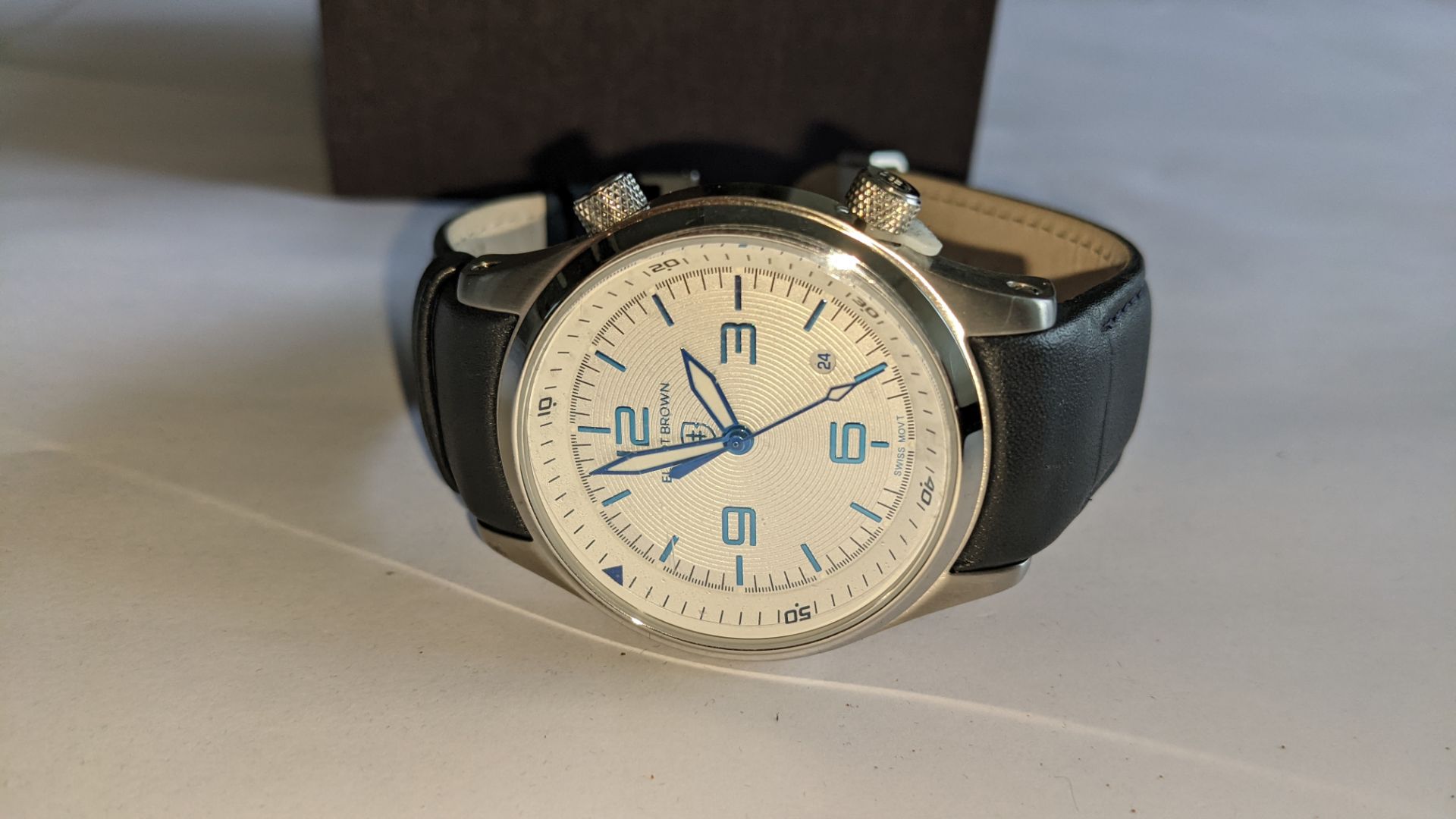 Elliot Brown The Canford watch on grey/blue leather strap, product code 202-001. Stainless steel, 2 - Image 9 of 19
