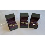 3 assorted pairs of silver cufflinks. RRP £100 - £140 per pair.
