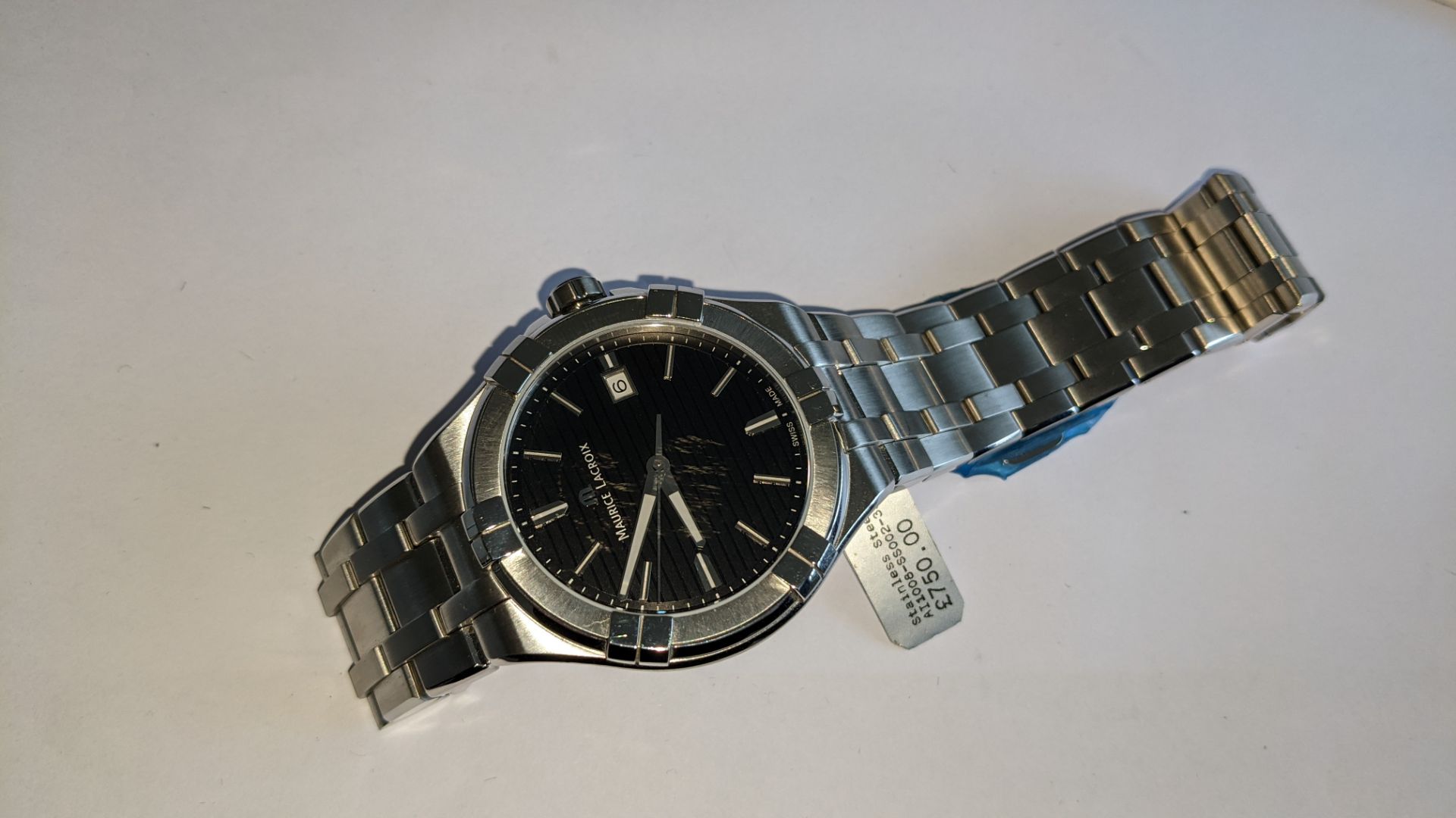 Maurice Lacroix stainless steel watch on stainless steel bracelet. Water resistant 100M. Engraved A - Image 11 of 23