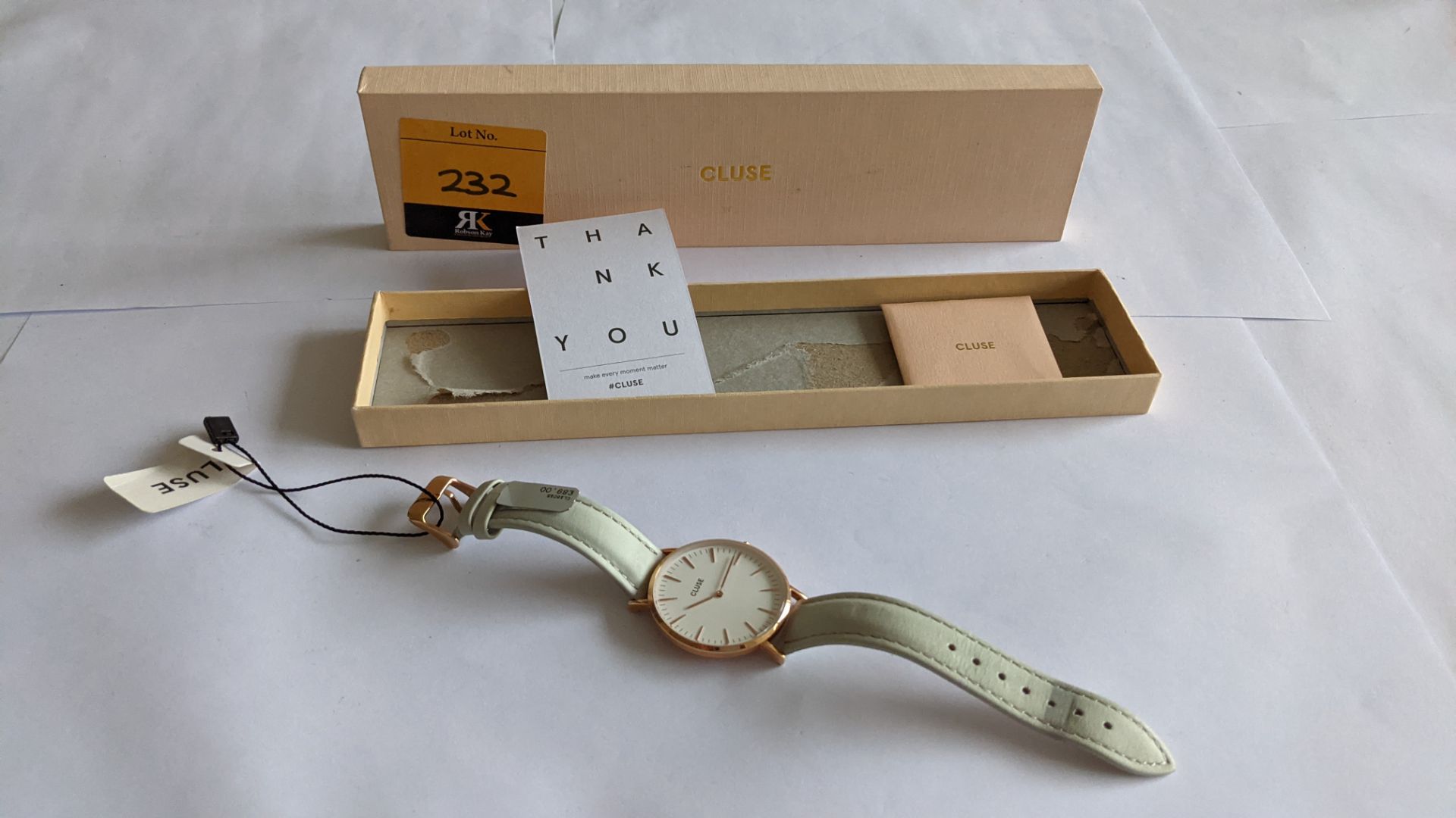 Cluse watch on leather strap including gift box. 3 ATM water resistant. RRP £89