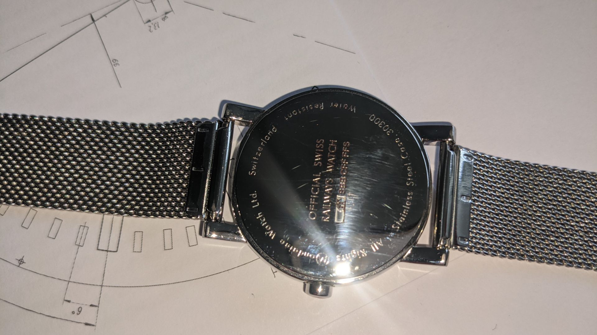 Mondaine watch on metal strap. Official Swiss Railways watch. No price tag. Stainless steel case, wa - Image 12 of 17