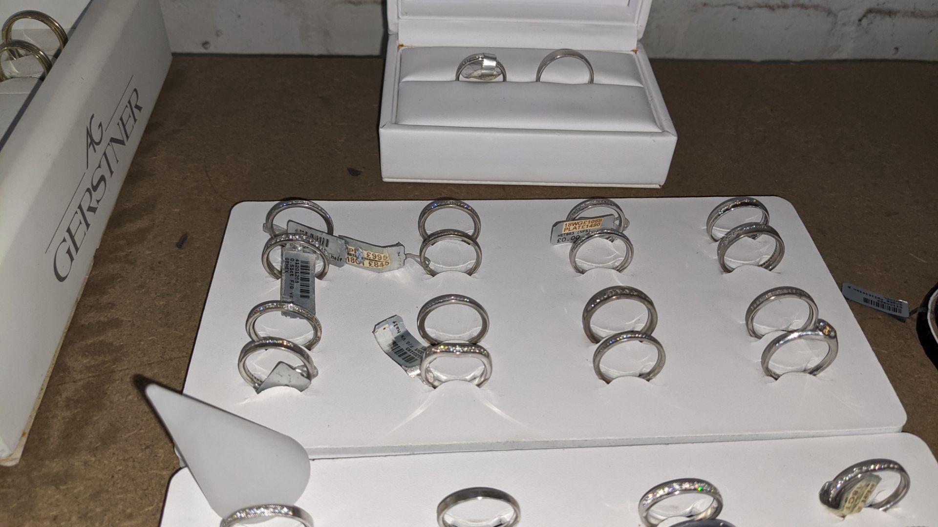 3 trays & their contents comprising approx. 33 rings, mostly in the style of eternity rings - these - Image 6 of 9