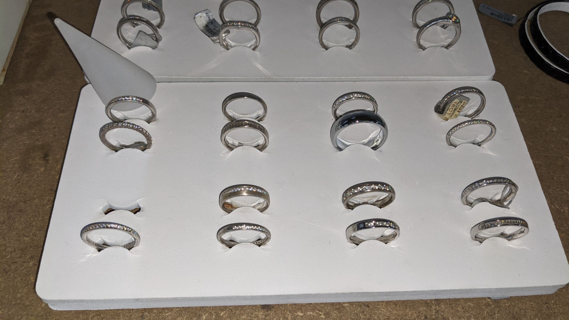 3 trays & their contents comprising approx. 33 rings, mostly in the style of eternity rings - these - Image 5 of 9