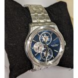 Maurice Lacroix wristwatch in stainless steel on stainless steel bracelet with see through back. Wa