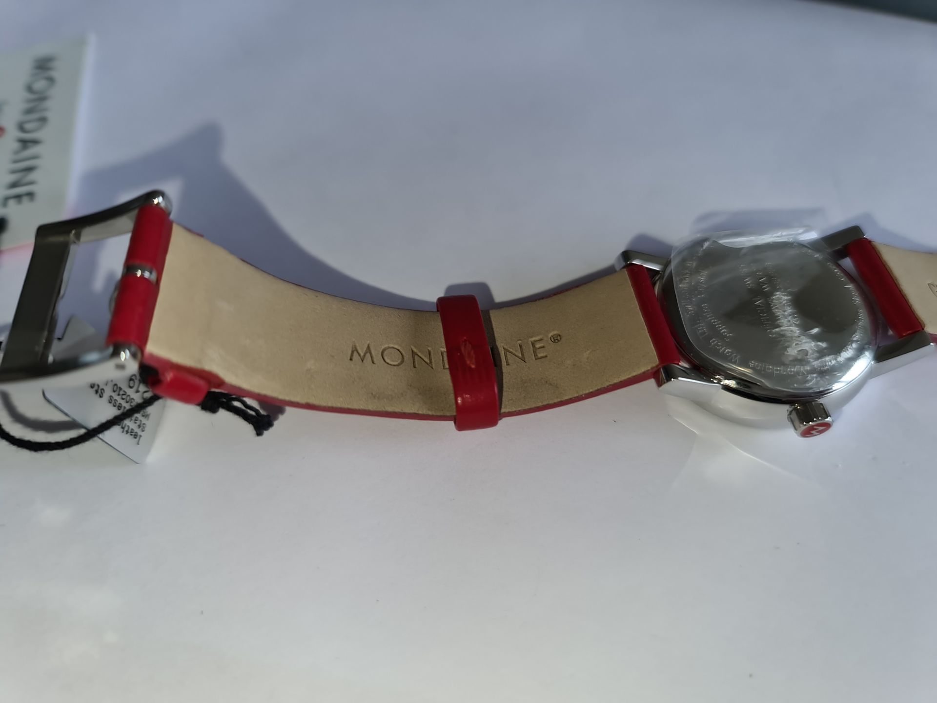 Mondaine watch on red leather strap, product code MSE.30210.LC. RRP £219. Sapphire Crystal, Stainle - Image 14 of 20