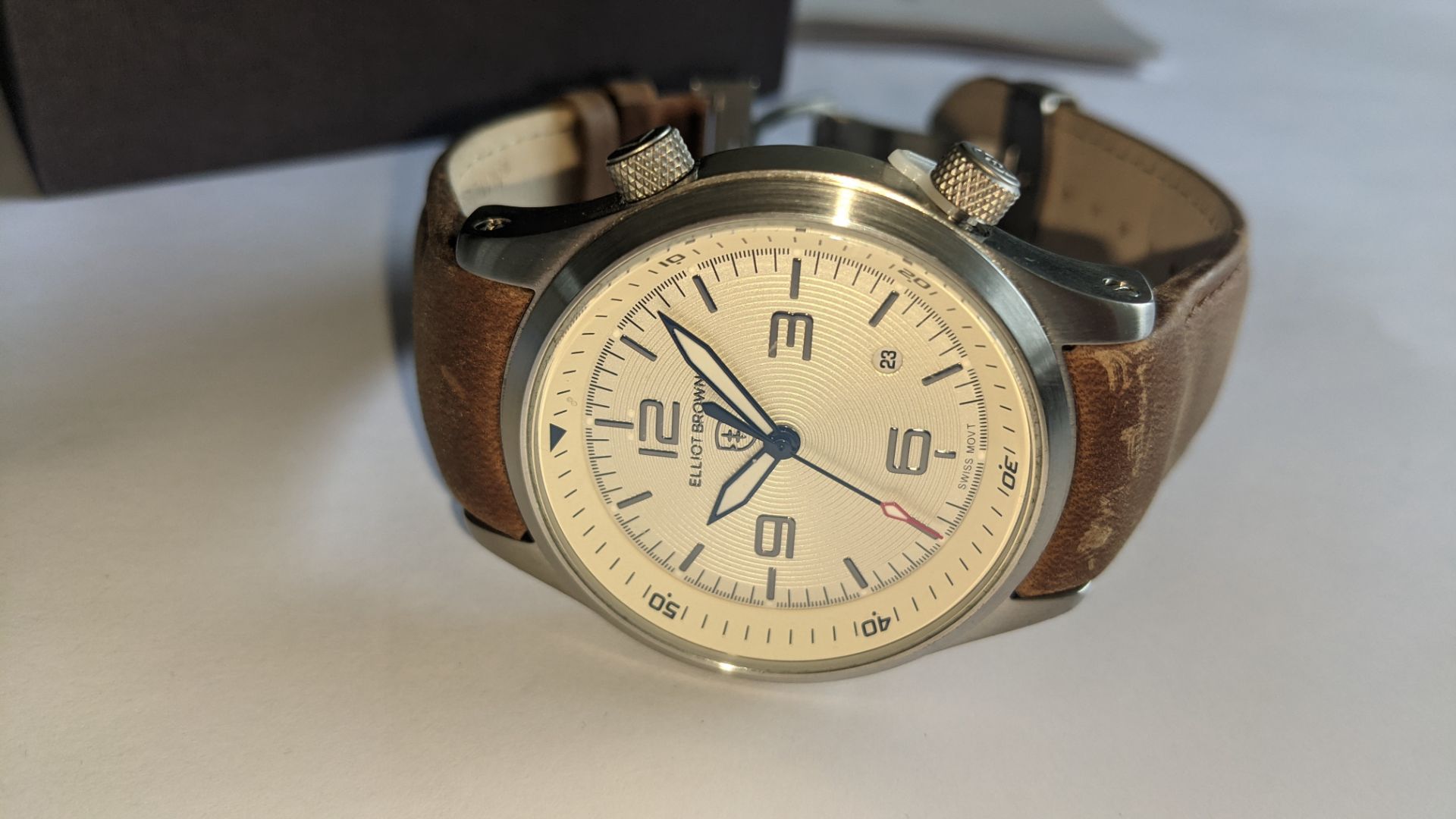 Elliot Brown The Canford watch on brown leather strap, product code 202-003-L08. Stainless steel, 2 - Image 8 of 16