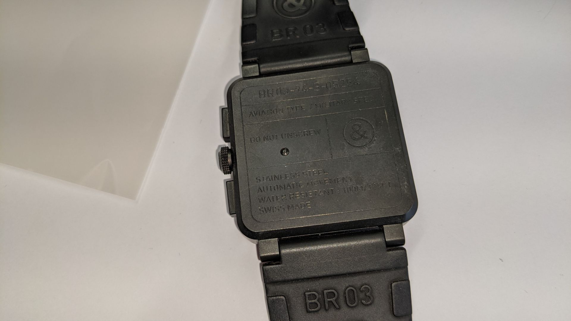 Bell & Ross watch engraved "BR03-94-S-05254" on the rear. Stainless steel, automatic movement, rubbe - Image 14 of 22