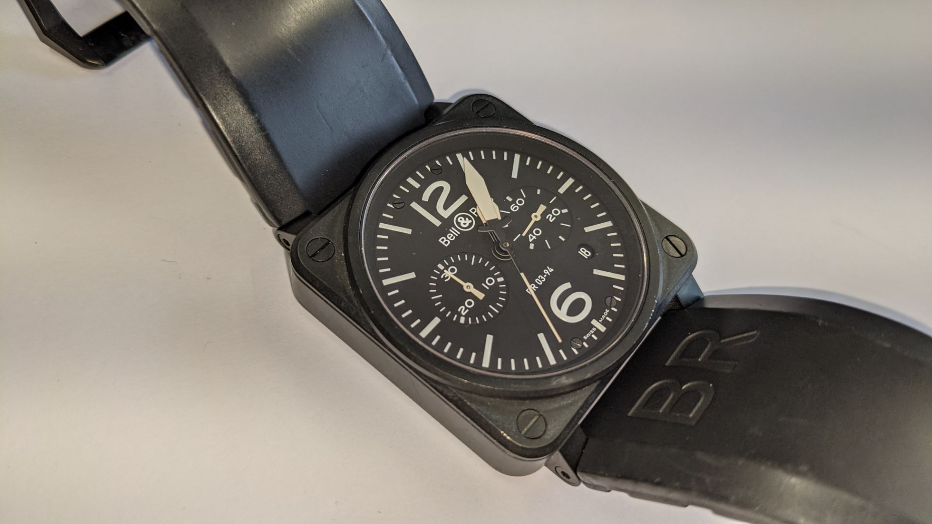 Bell & Ross watch engraved "BR03-94-S-05254" on the rear. Stainless steel, automatic movement, rubbe - Image 8 of 22