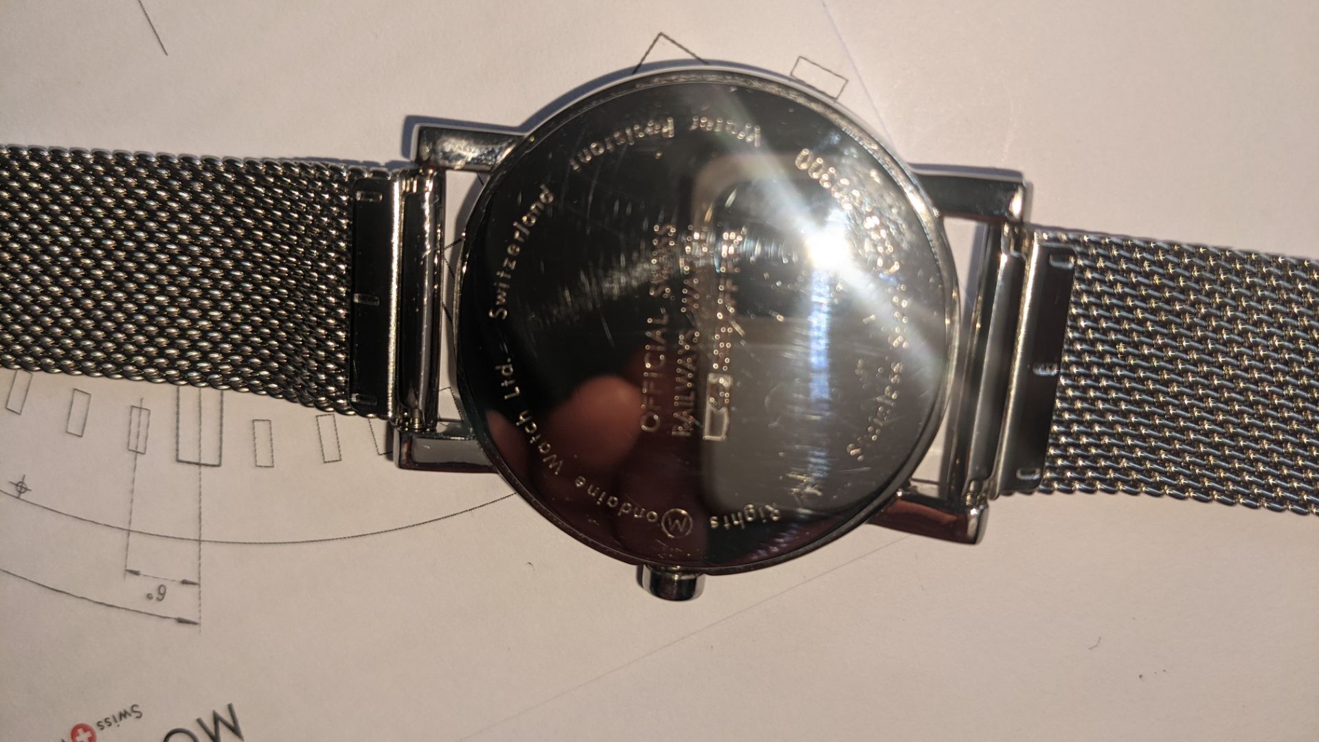 Mondaine watch on metal strap. Official Swiss Railways watch. No price tag. Stainless steel case, wa - Image 13 of 17