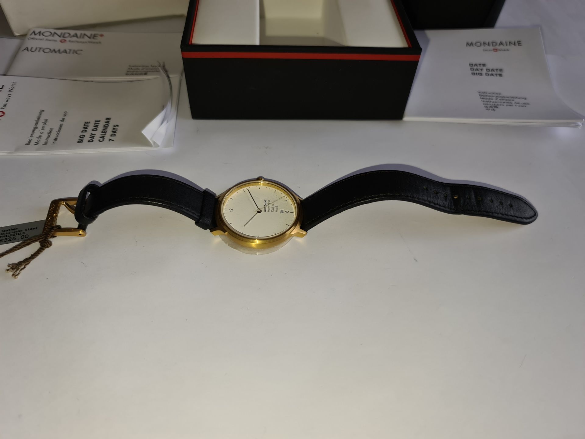 Mondaine Helvetica Swiss made watch on leather strap. Product code MH1.L2211.LB. RRP £325. Sapphire - Image 2 of 21