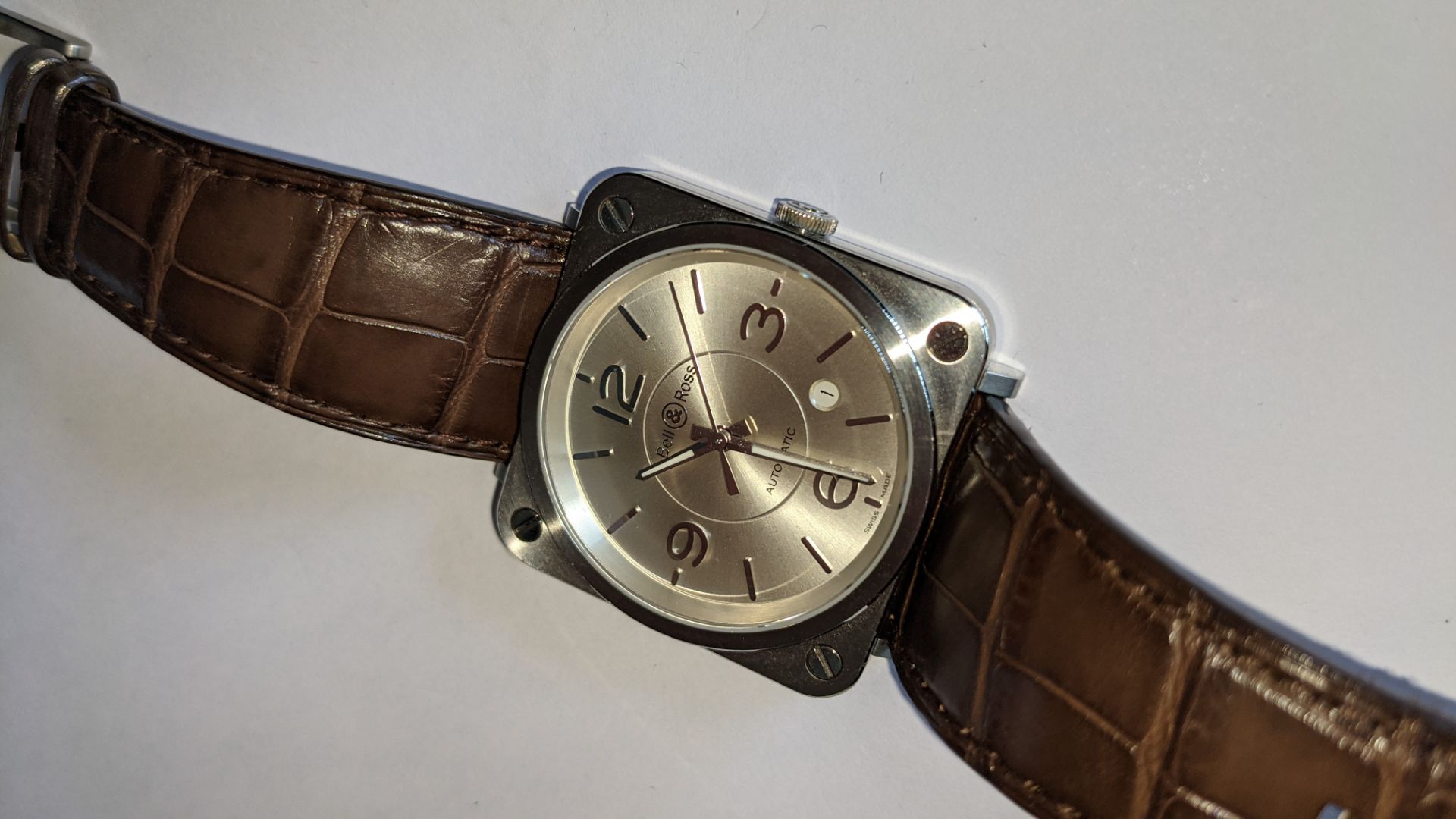 Bell & Ross watch engraved "BRS-92-S-01273" on the rear. Stainless steel, automatic movement, leathe - Image 16 of 24