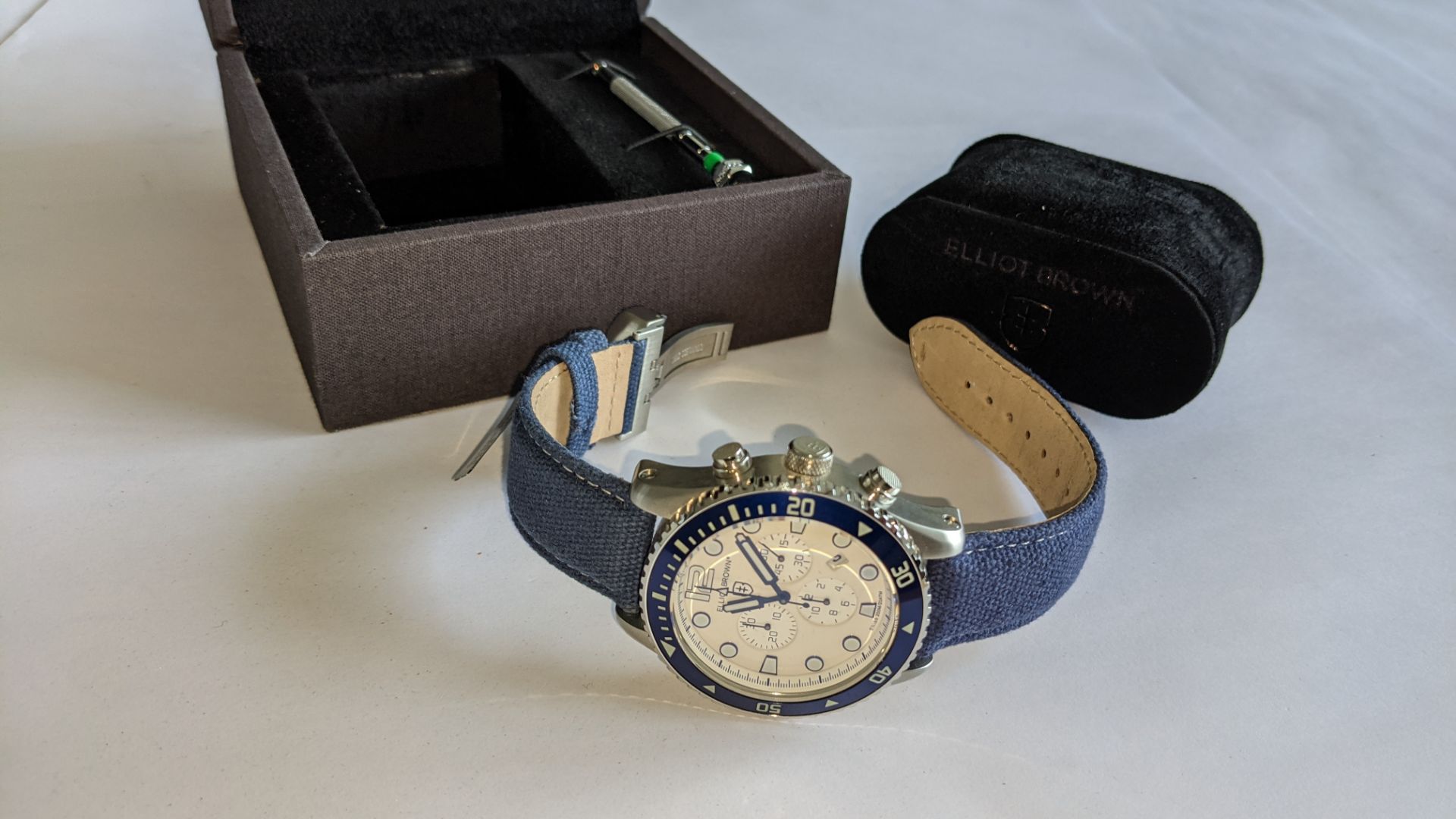 Elliot Brown The Bloxworth watch on a blue fabric strap, product code 929-008. Stainless steel, 200M - Image 9 of 19