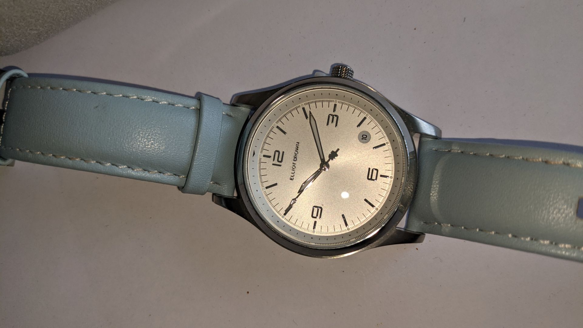 Elliot Brown The Kimmeridge watch, product code 405-002-L55. Ice blue leather strap. Stainless stee - Image 11 of 18